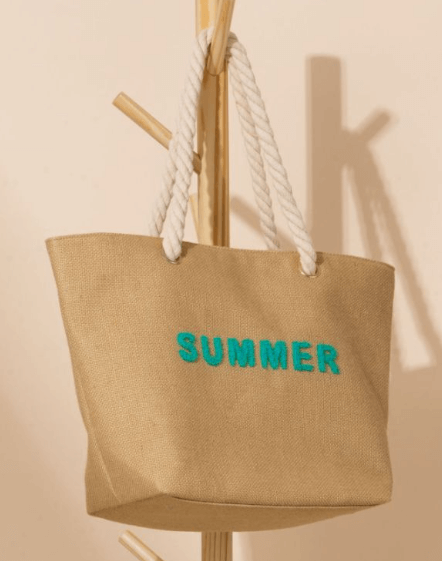 Jute embroidery tote bag 