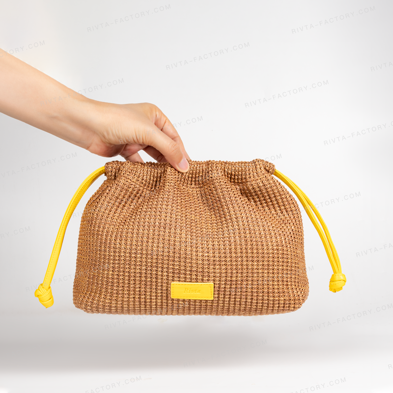 Braid Drawstring Bag Made Of Straw - CBO103